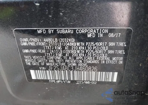 2018 Subaru Forester 2.5I from USA, damaged, VIN JF2SJABC3JH460826